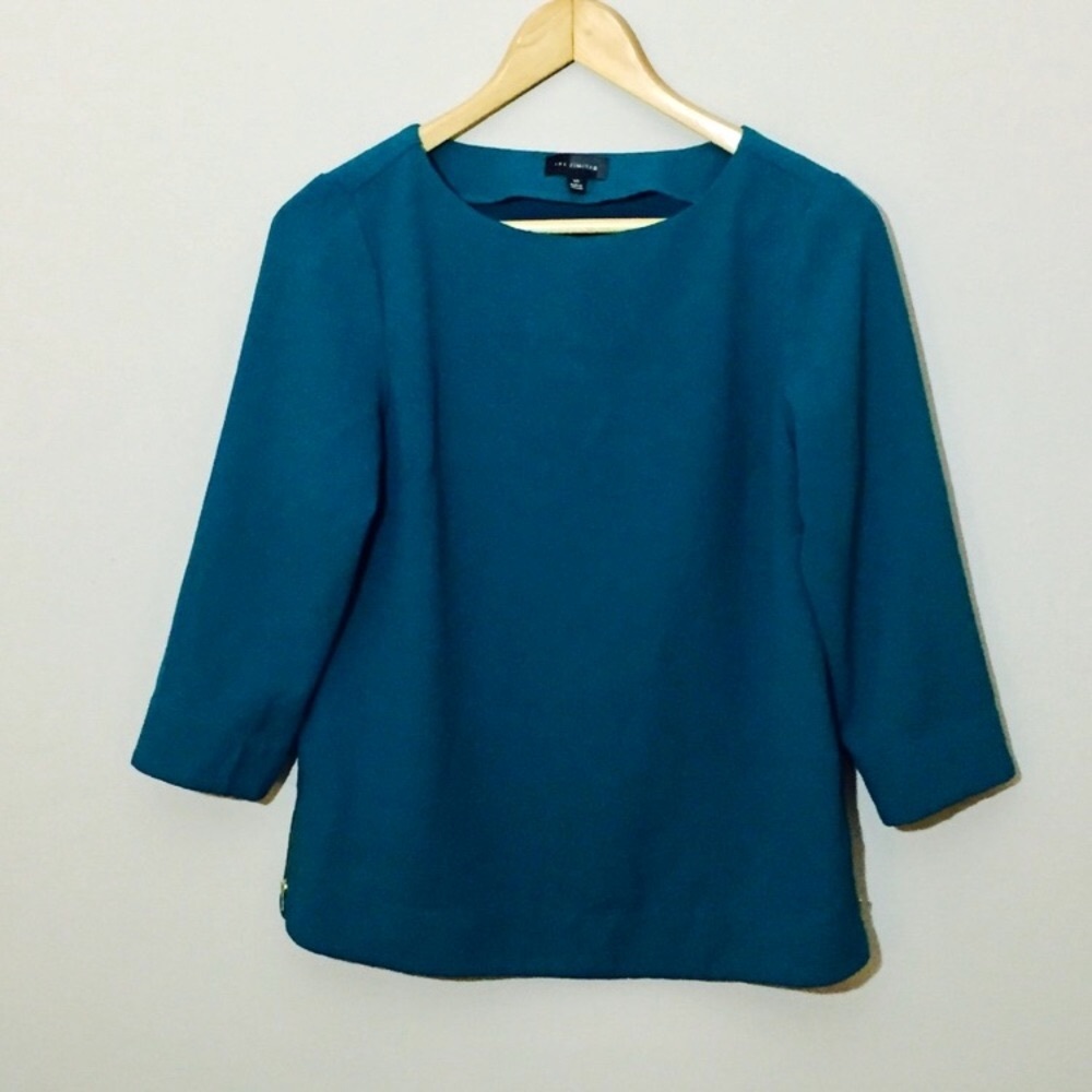 The Limited Blouse 3/4 Sleeve Jade Green Blouse Zipper Accents XS